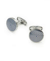 Silver Tone Rhodium Plated Circular Geometric Cufflinks