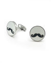 Silver Tone Rhodium Plated Moustache Cufflinks