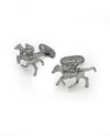 Silver Tone Rhodium Plated Racing Horse Cufflinks