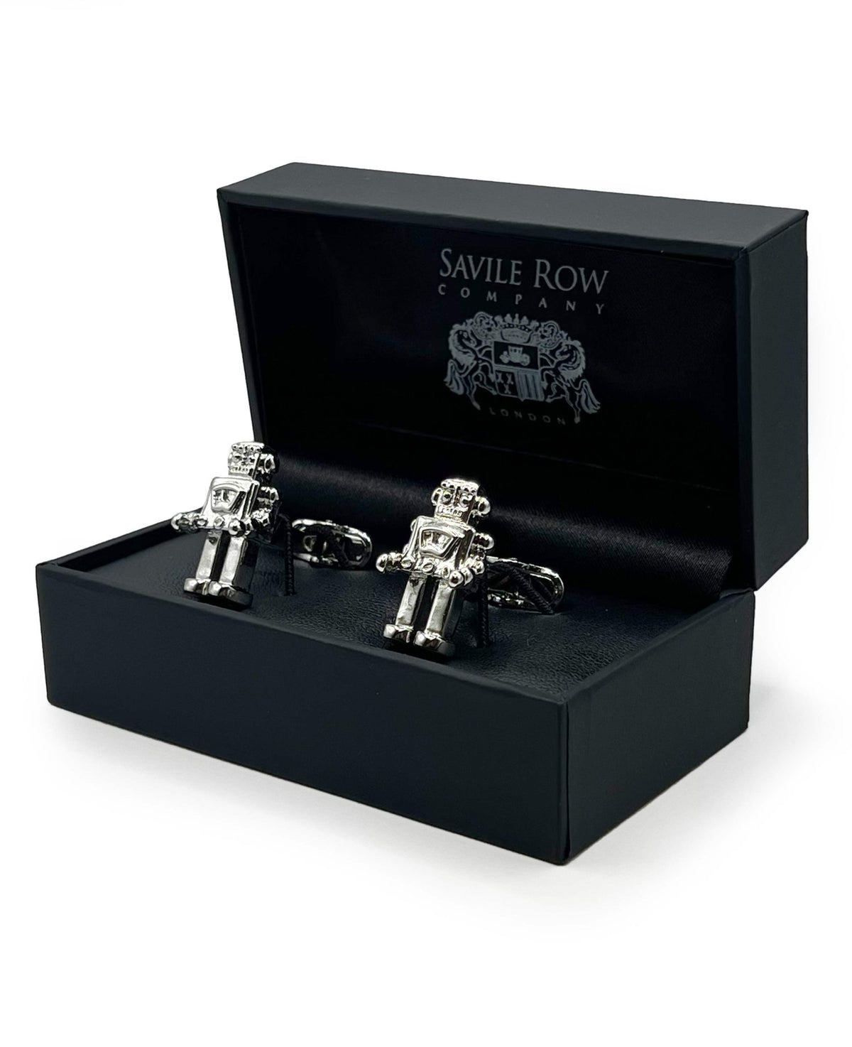 Silver Tone Rhodium Plated Robot Cufflinks