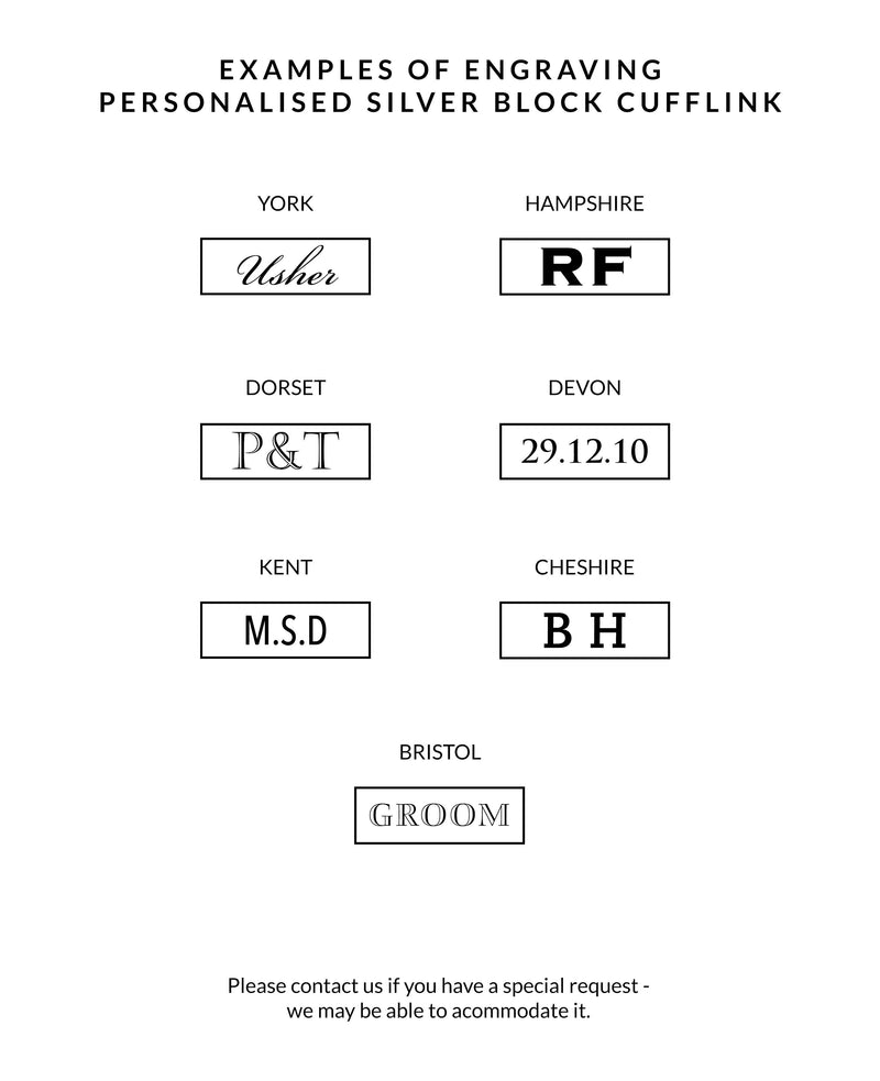 Sterling Silver Block Engravable Cufflinks
