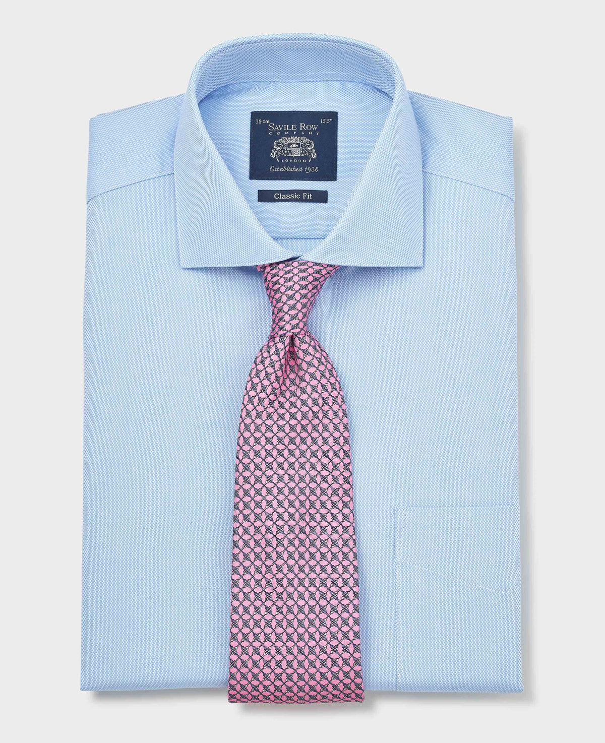 Sky Blue Cotton Dobby Classic Fit Formal Shirt - Single Cuff