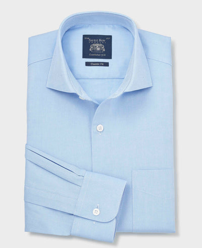 Sky Blue Cotton Dobby Classic Fit Formal Shirt - Single Cuff