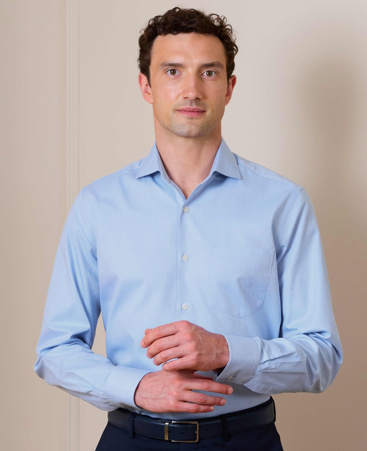 Sky Blue Cotton Dobby Classic Fit Formal Shirt - Single Cuff