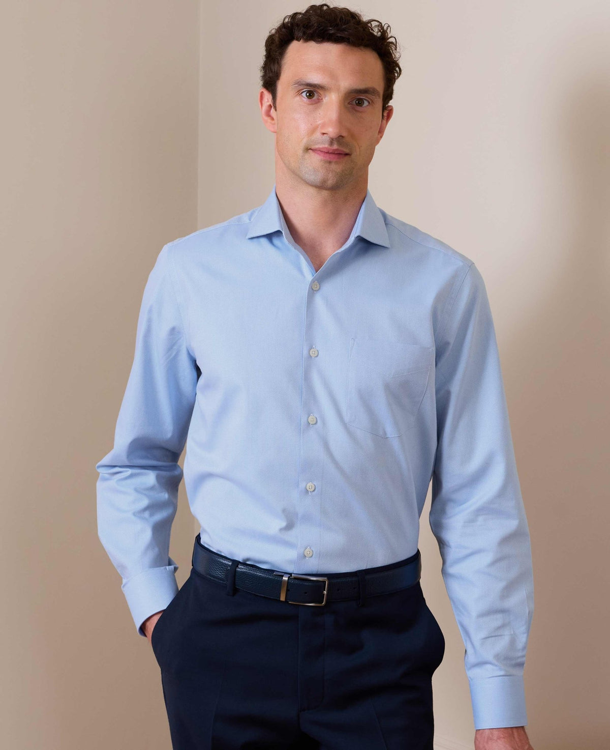 Sky Blue Cotton Dobby Classic Fit Formal Shirt - Single Cuff