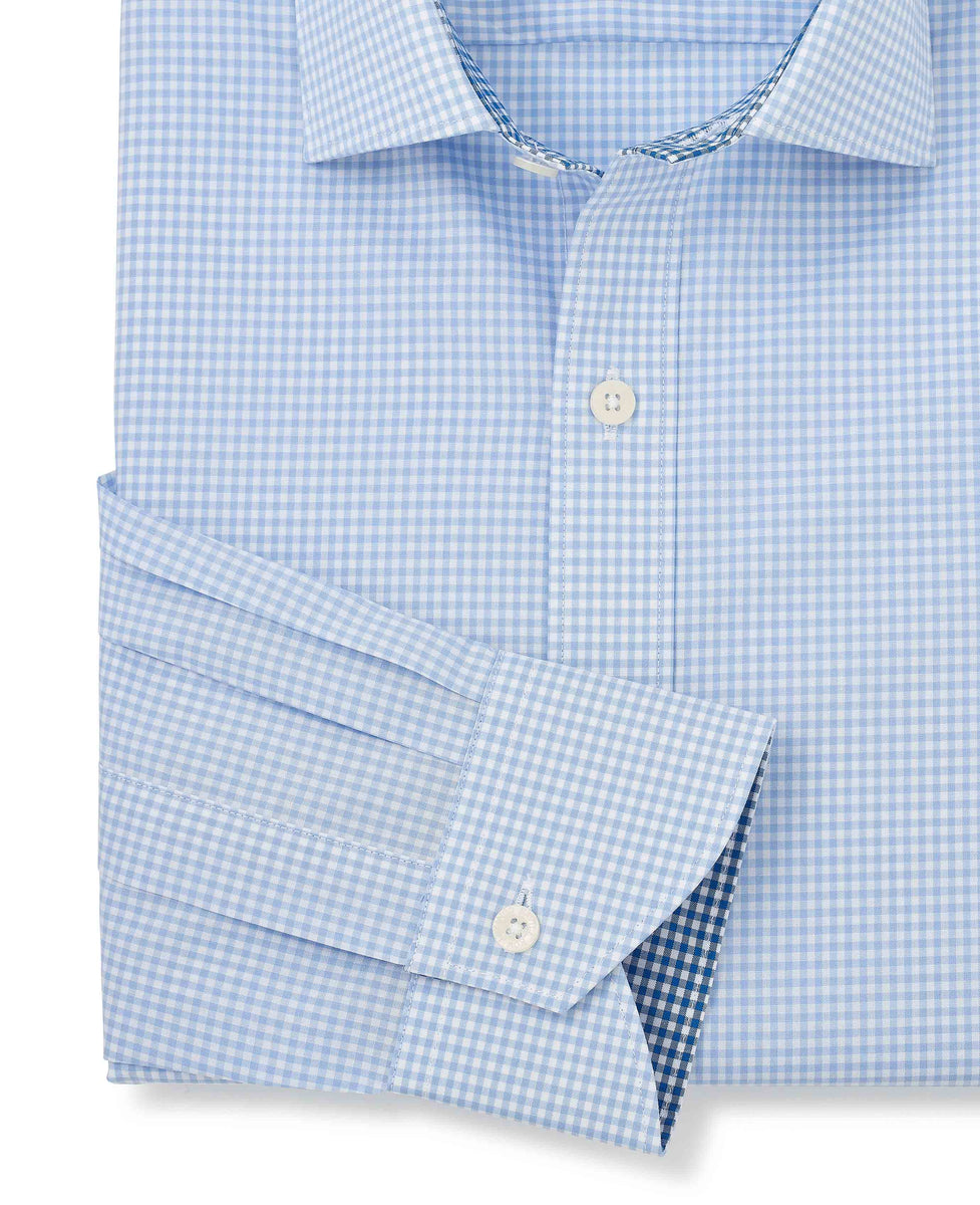Men Sky Blue Woven Design Short Sleeves Formal Shirt