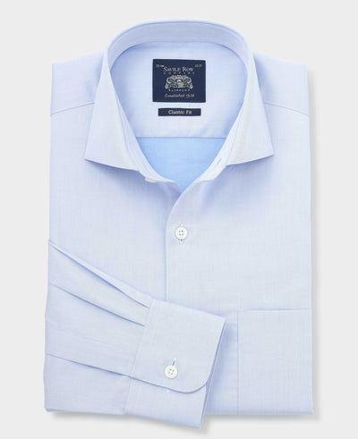 Sky Blue Cotton Twill Classic Fit Formal Shirt - Single Cuff