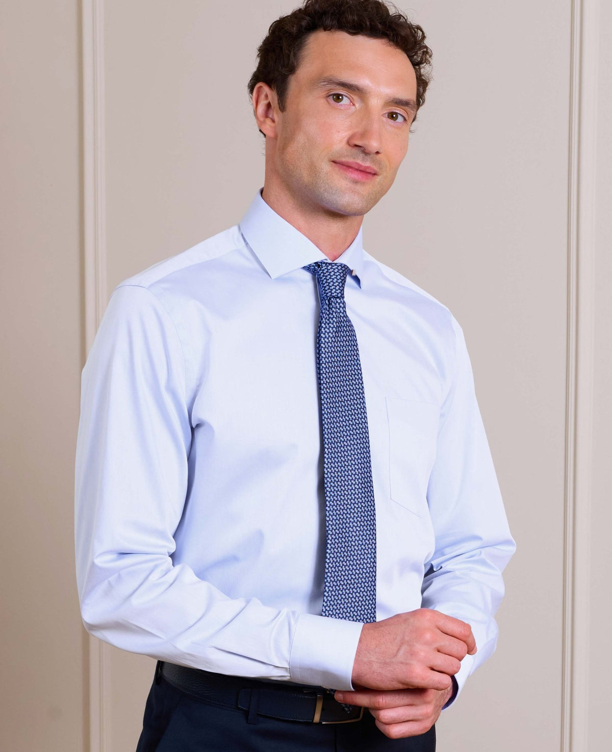 Sky Blue Cotton Twill Classic Fit Formal Shirt - Single Cuff