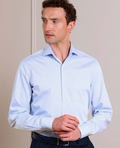 Sky Blue Cotton Twill Classic Fit Formal Shirt - Single Cuff