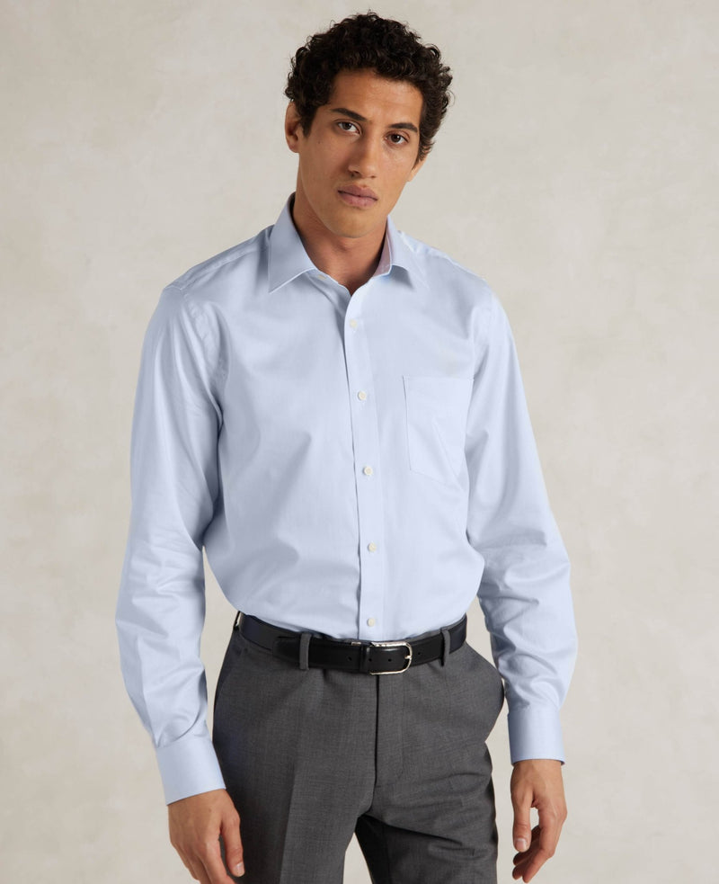 2pk White & Blue Twill Classic Fit Double Cuff Formal Shirts