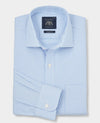 Sky Blue Cotton Twill Classic Fit Striped Smart Casual Shirt - Single Cuff
