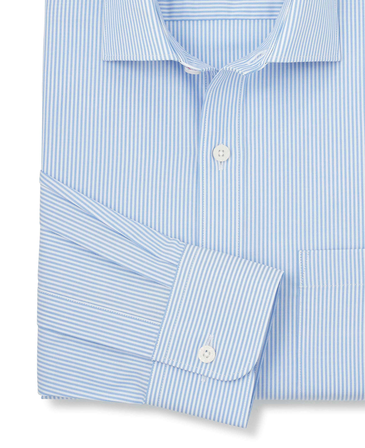 Sky Blue Cotton Twill Classic Fit Striped Smart Casual Shirt - Single Cuff