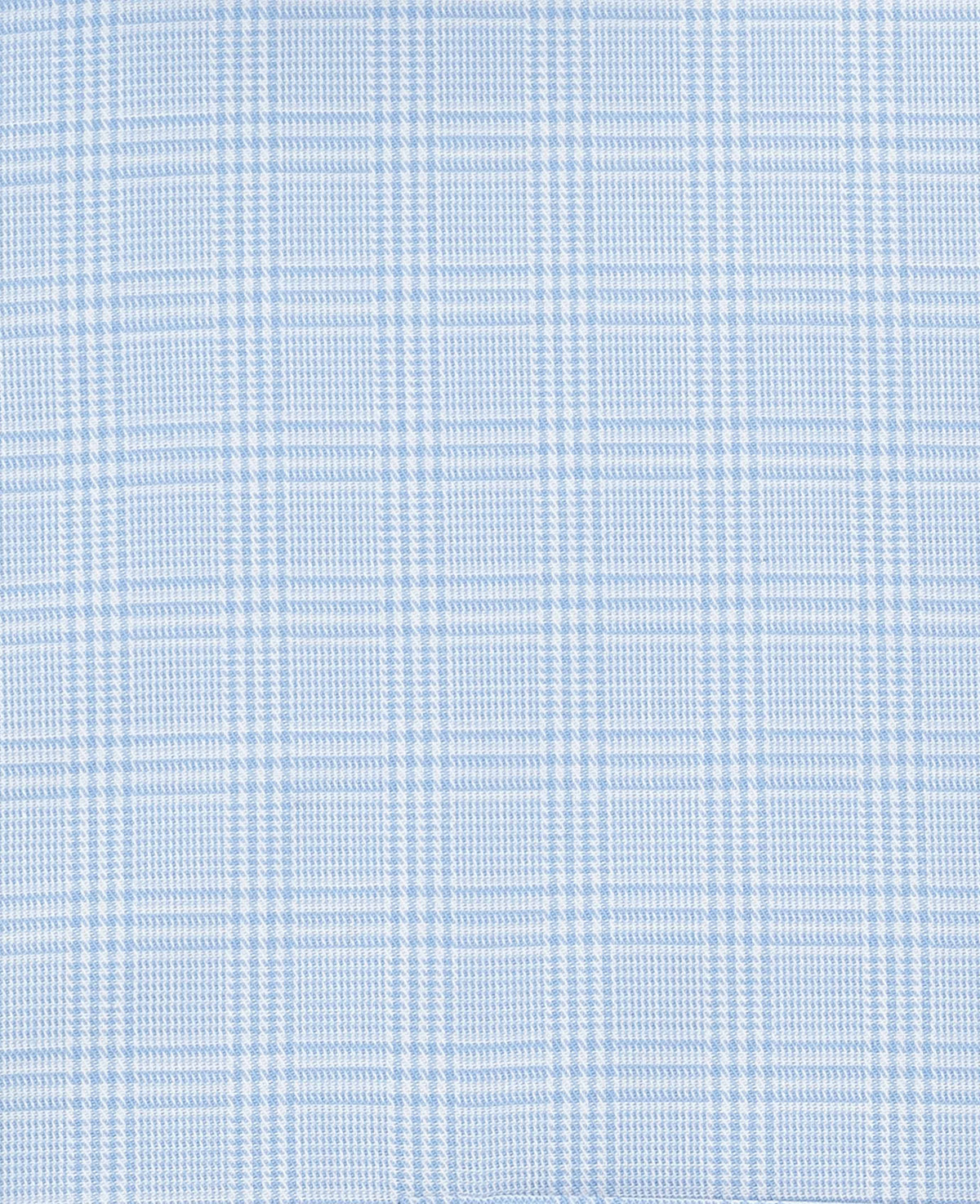 Men's Sky Blue Cotton Twill Prince of Wales Check Classic Fit Winchester Formal Shirt With Double Cuffs fabric detail