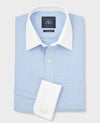 Sky Blue Cotton Twill Prince of Wales Check Classic Fit Winchester Formal Shirt - Double Cuff