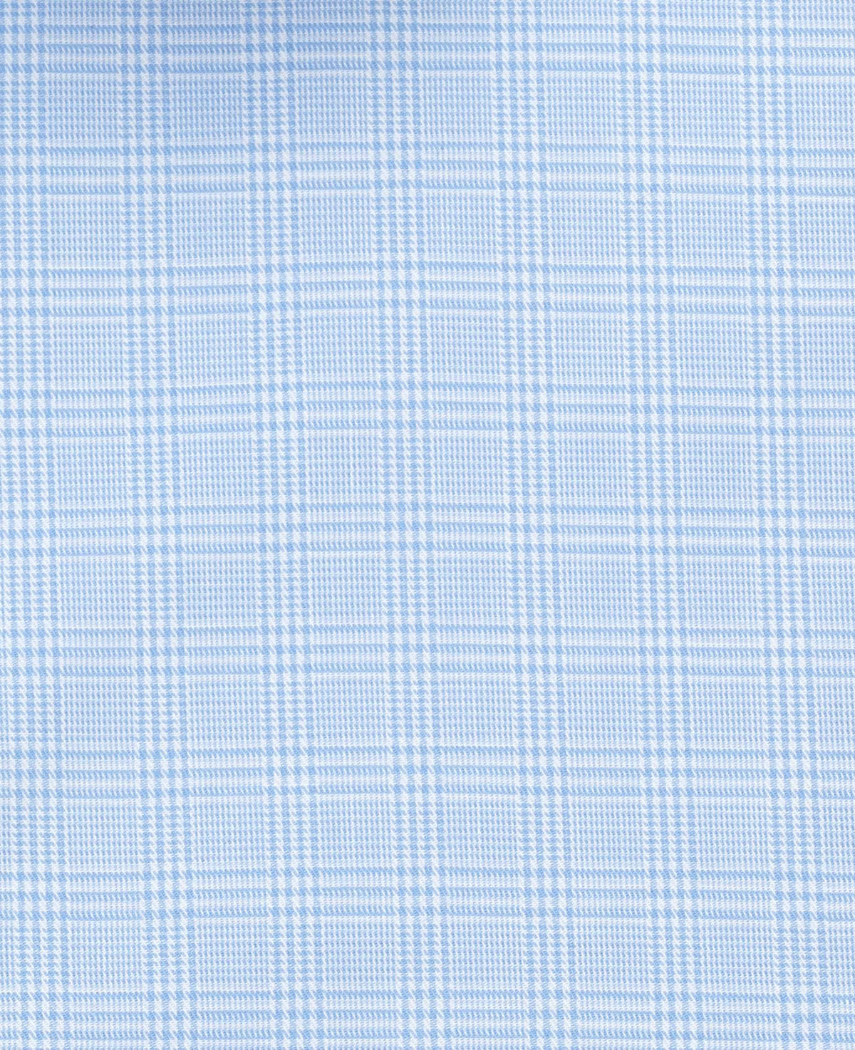 Sky Blue Cotton Twill Prince of Wales Check Formal Shirt - Single Cuff