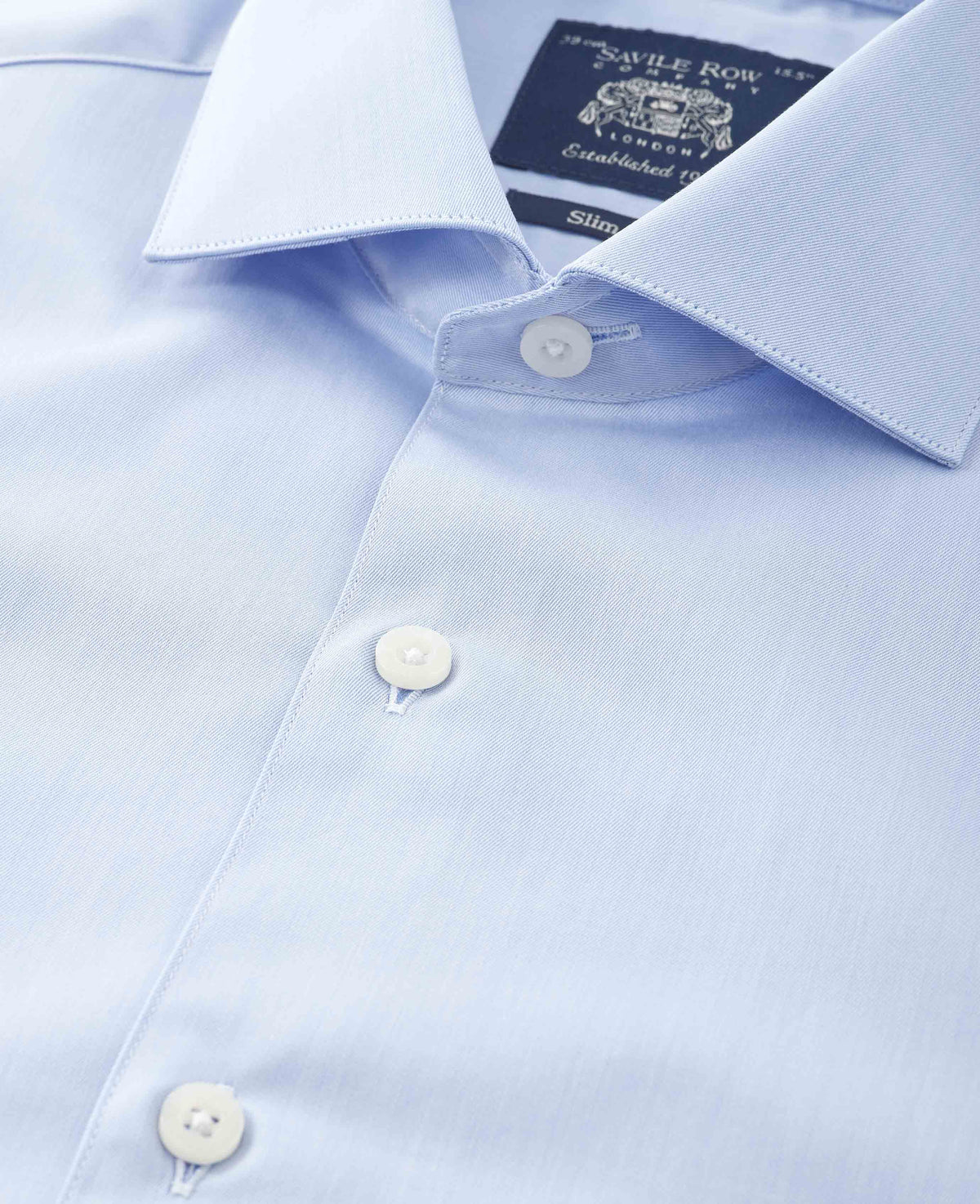 Sky Blue Cotton Twill Slim Fit Formal Shirt - Single Cuff