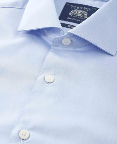 Sky Blue Cotton Twill Slim Fit Formal Shirt - Single Cuff