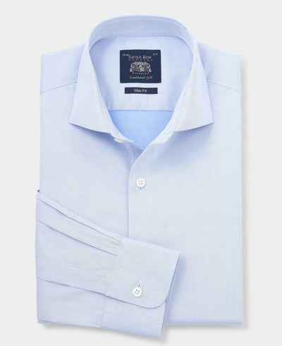 Sky Blue Cotton Twill Slim Fit Formal Shirt - Single Cuff