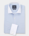 Sky Blue Cotton Window Check Classic Fit Winchester Formal Shirt - Double Cuff