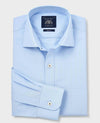 Sky Blue Herringbone Cotton Slim Fit Formal Shirt - Single Cuff