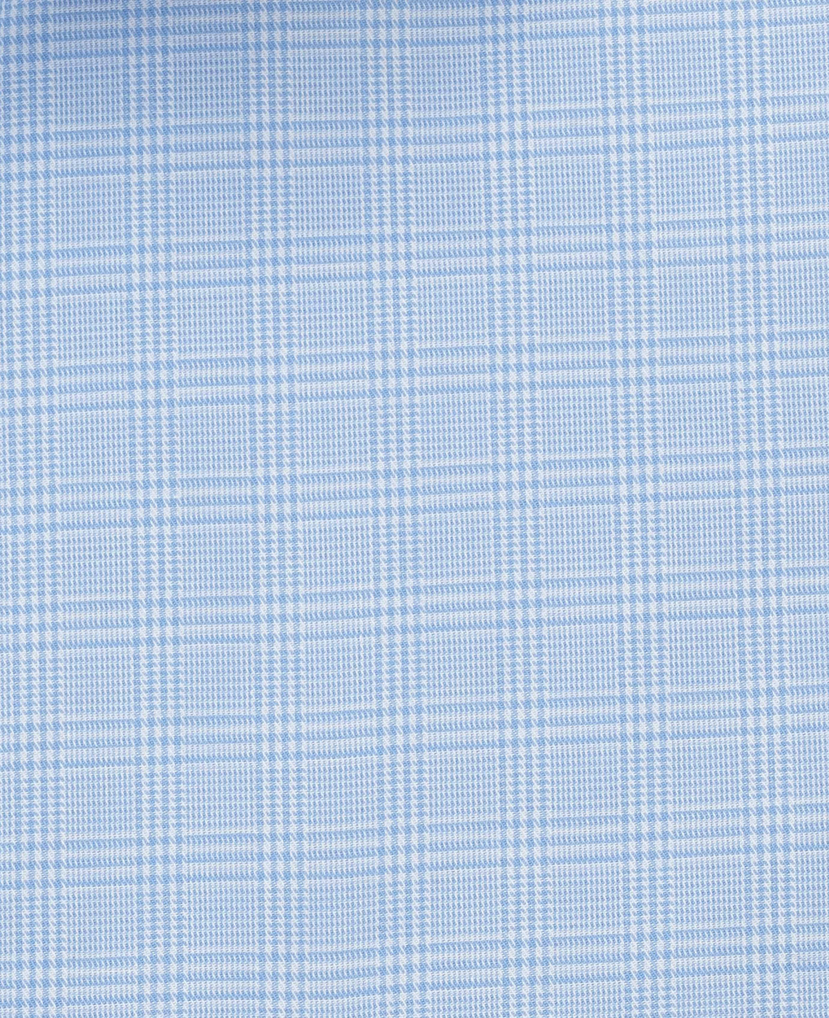 Sky Blue Prince of Wales Check Cotton Twill Classic Fit Formal Shirt - Single Cuff