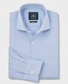 Sky Blue Stretch Cotton Herringbone Classic Fit Formal Shirt - Single Cuff