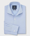 Sky Blue Stretch Cotton Herringbone Slim Fit Formal Shirt - Single Cuff