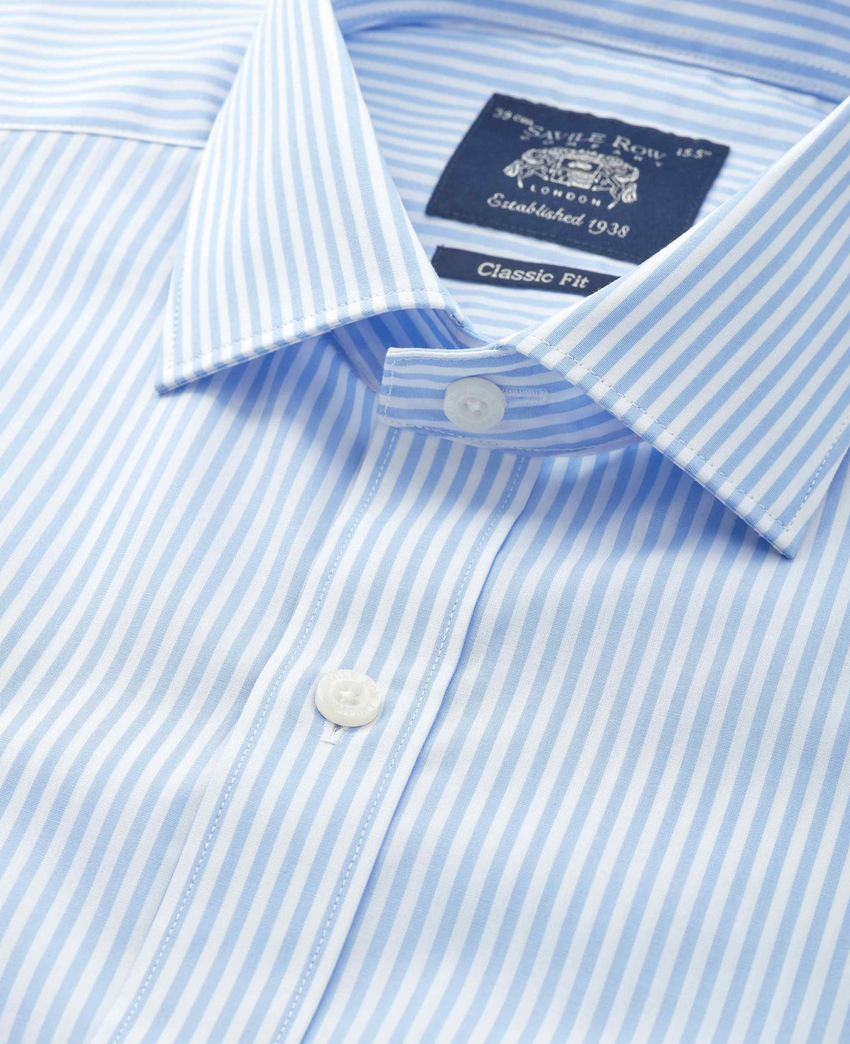 Sky Blue Stripe Cotton Poplin Classic Fit Formal Shirt - Double Cuff