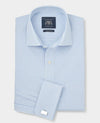 Sky Blue Stripe Cotton Poplin Classic Fit Formal Shirt - Double Cuff