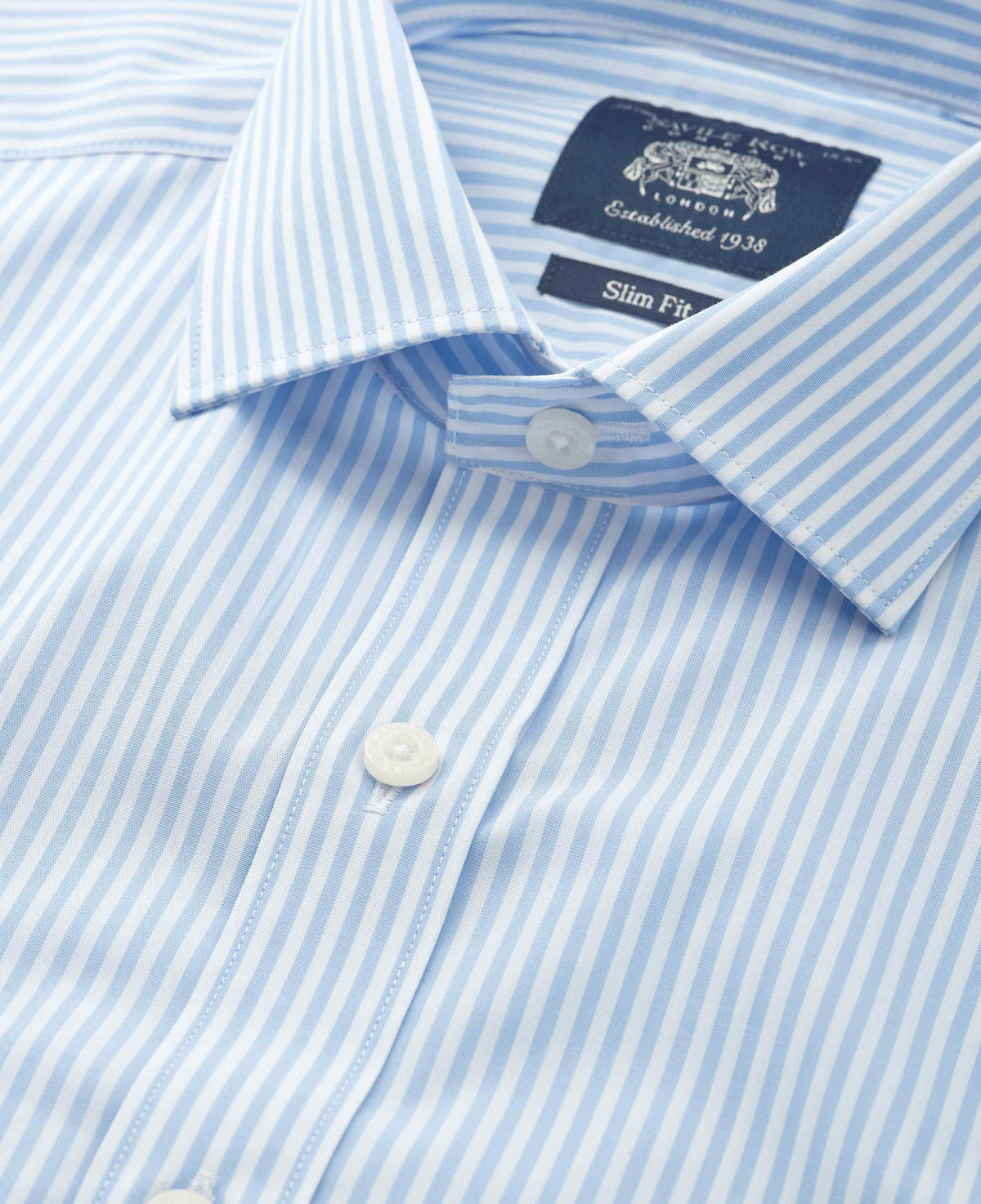 Sky Blue Stripe Cotton Poplin Slim Fit Formal Shirt - Double Cuff