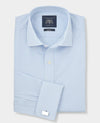 Sky Blue Stripe Cotton Poplin Slim Fit Formal Shirt - Double Cuff