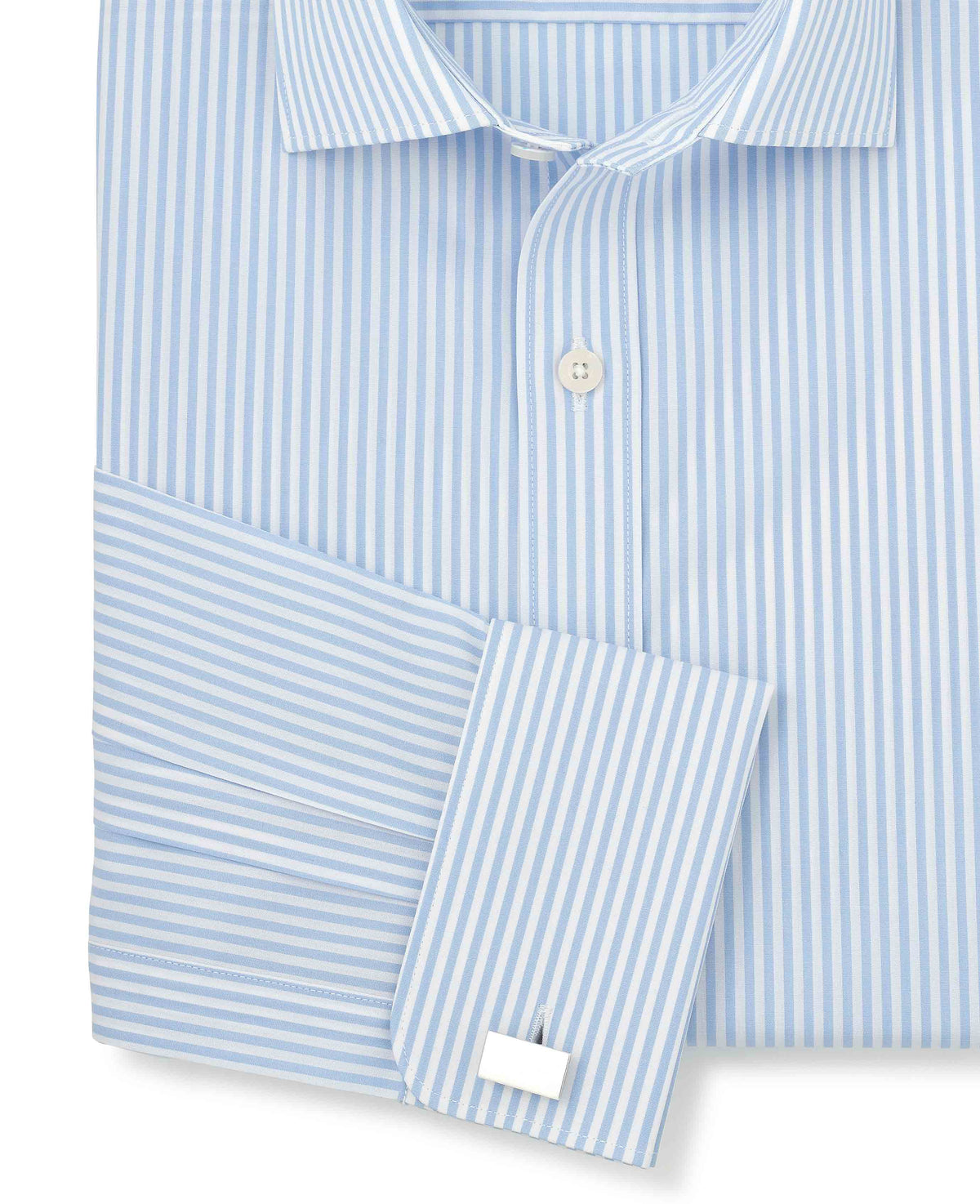 Sky Blue Stripe Cotton Poplin Slim Fit Formal Shirt - Double Cuff