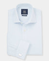 Sky Blue Textured Slim Fit Formal Shirt - Double Cuff