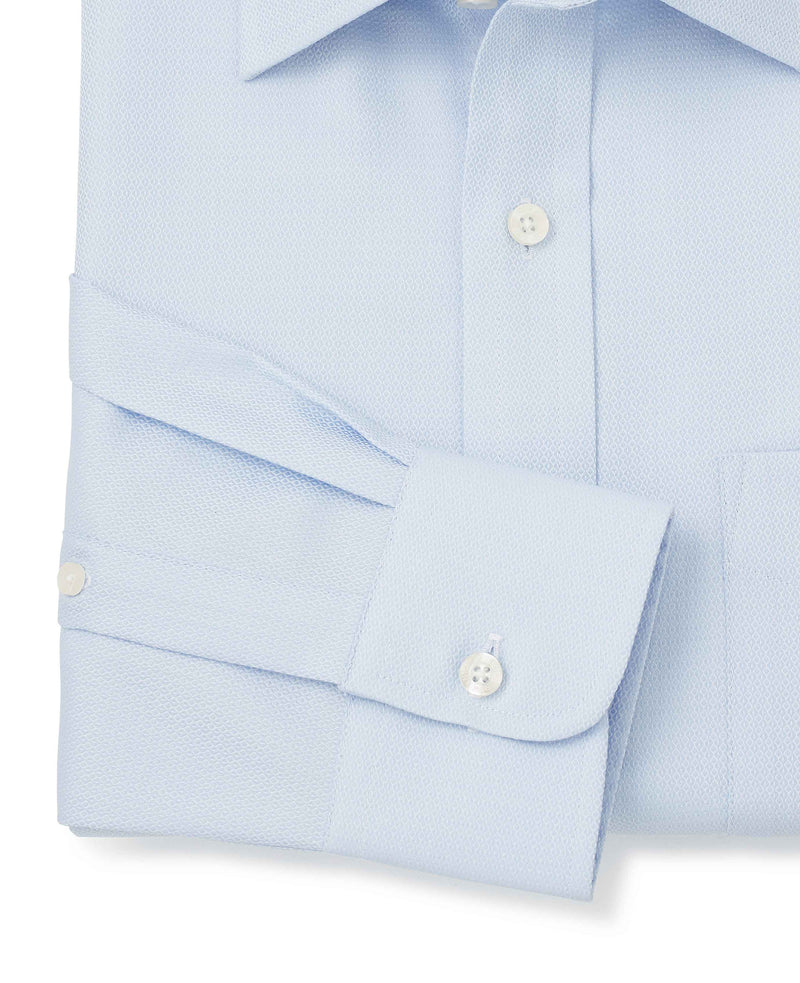 Sky Blue Twill Classic Fit Shirt w/ Windsor Collar - Single Cuff - Cuff Detail - 1346SKY