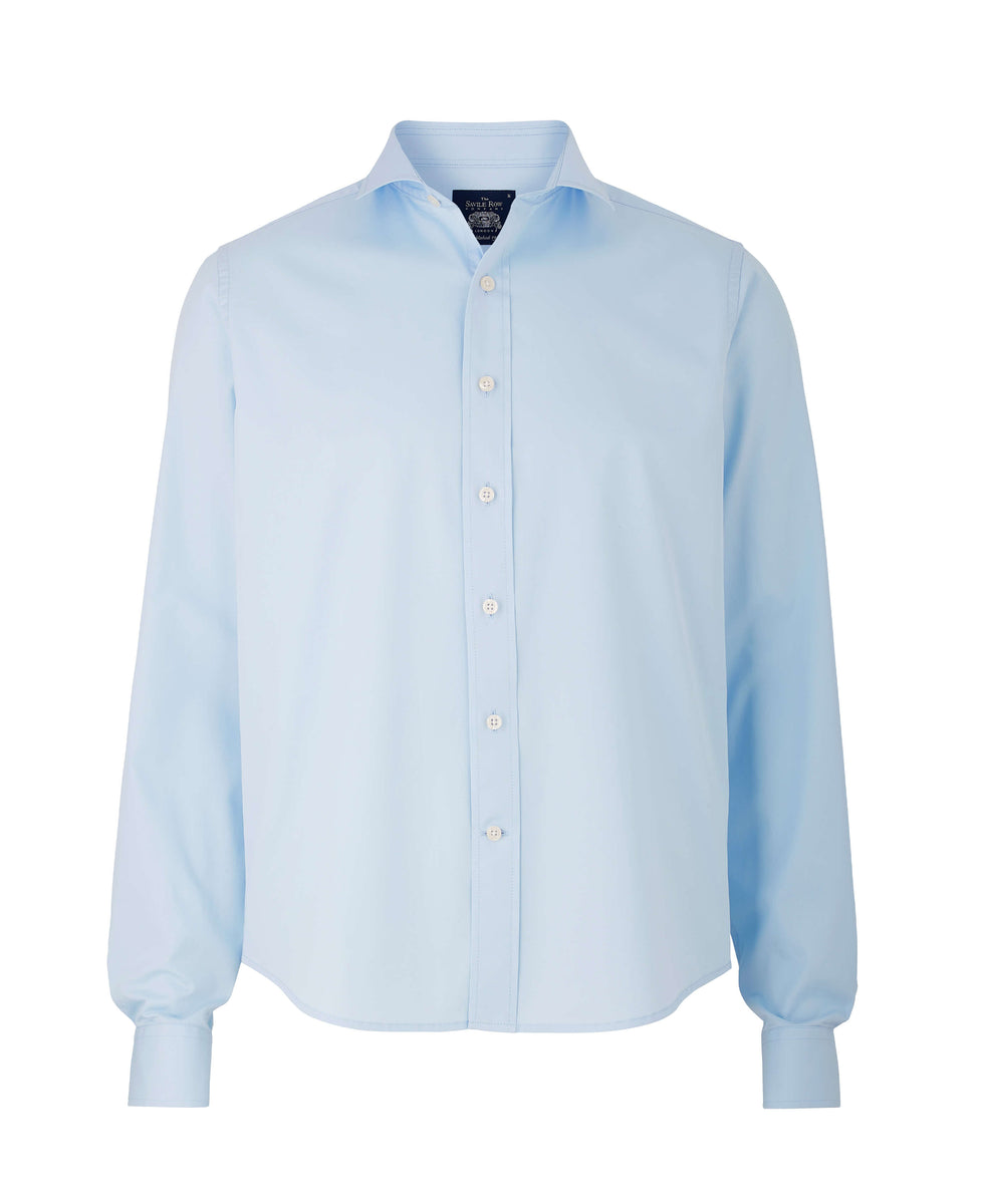 Men's Sky Blue Twill Slim Fit Casual Shirt In Short Length – Savile Row ...