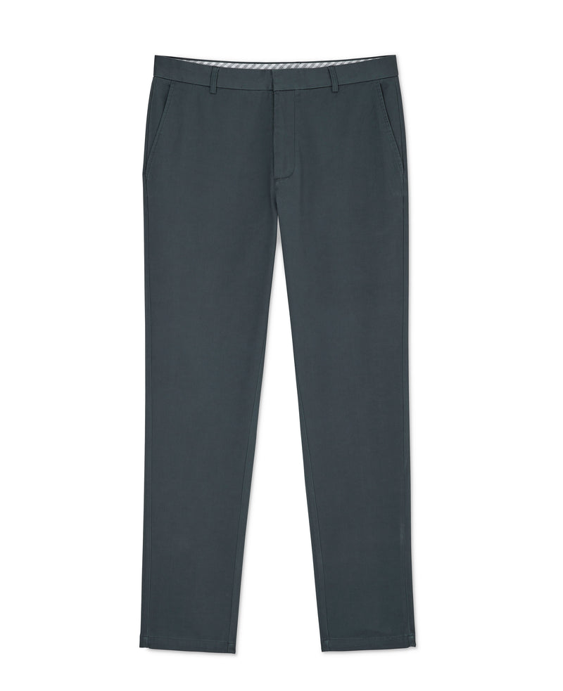Smoked Navy Stretch Cotton Classic Fit Flat Front Chinos