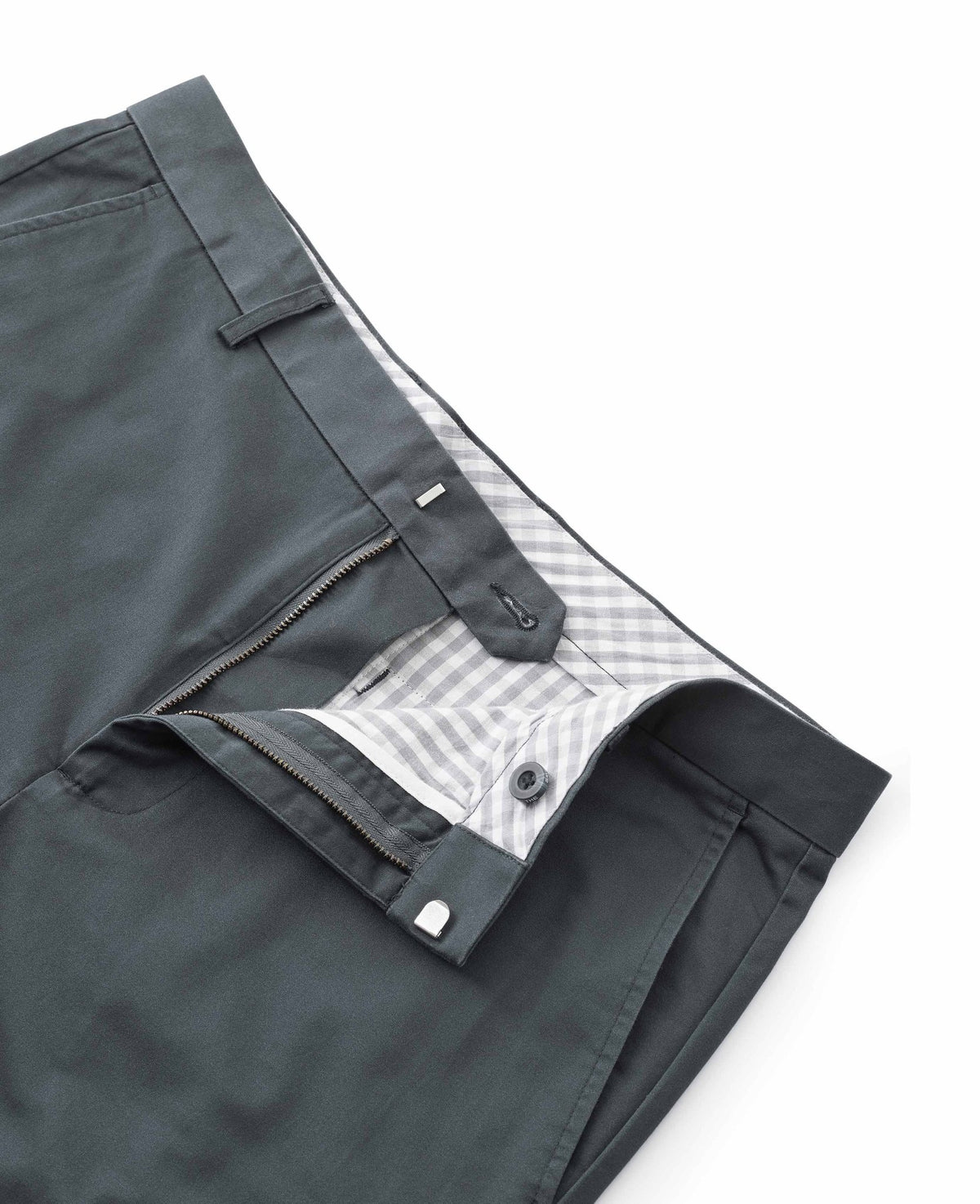 Men's Smoked Navy Stretch Cotton Classic Fit Flat Front Chinos waist detail