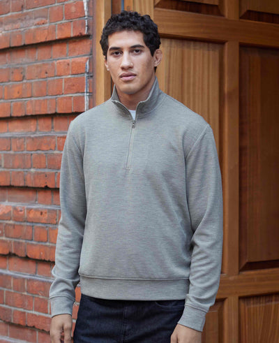 Marl Grey Sweat Wicking Half-Zip Waffle Sweatshirt [RTC]
