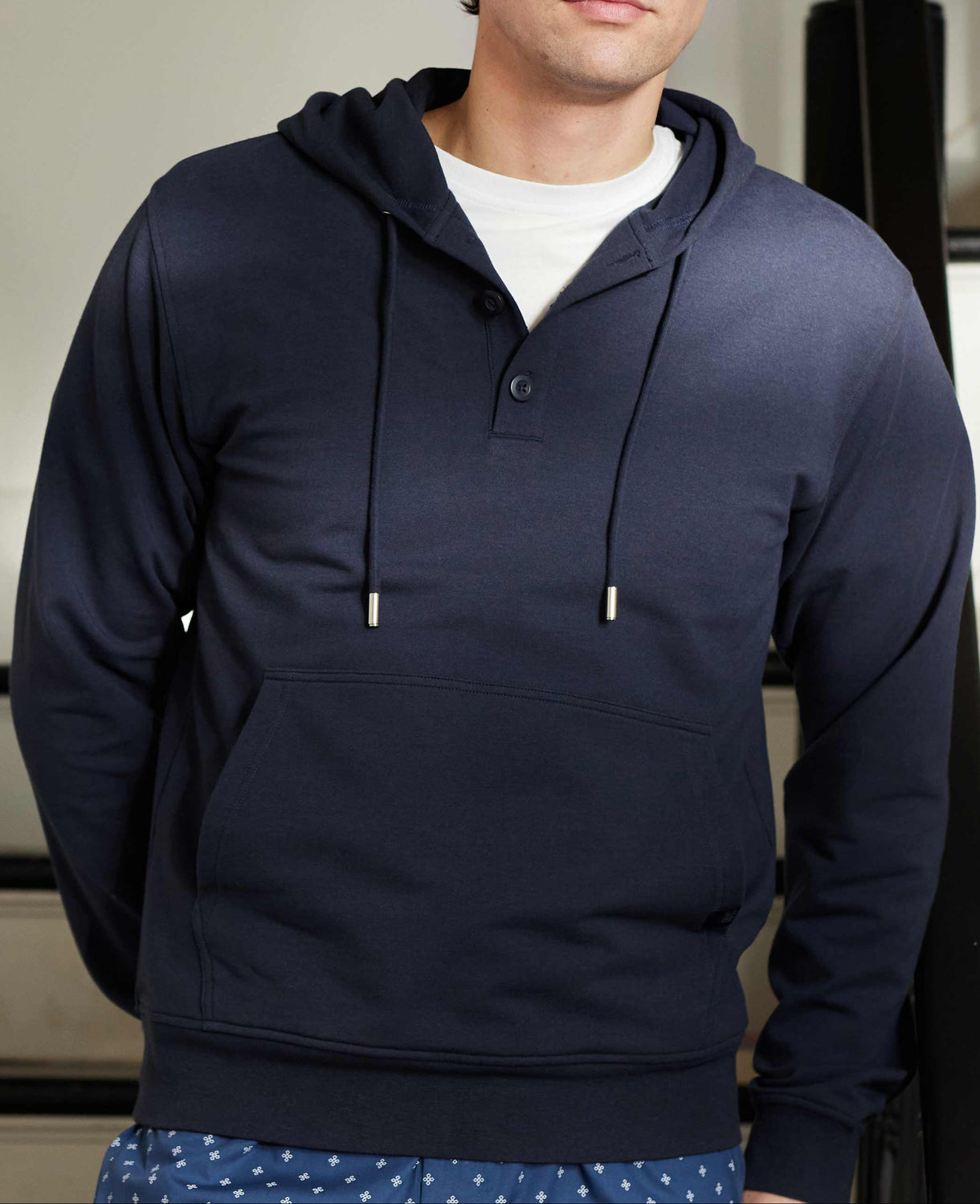 Men's Classic Navy Loopback Stretch Cotton Active Hoodie