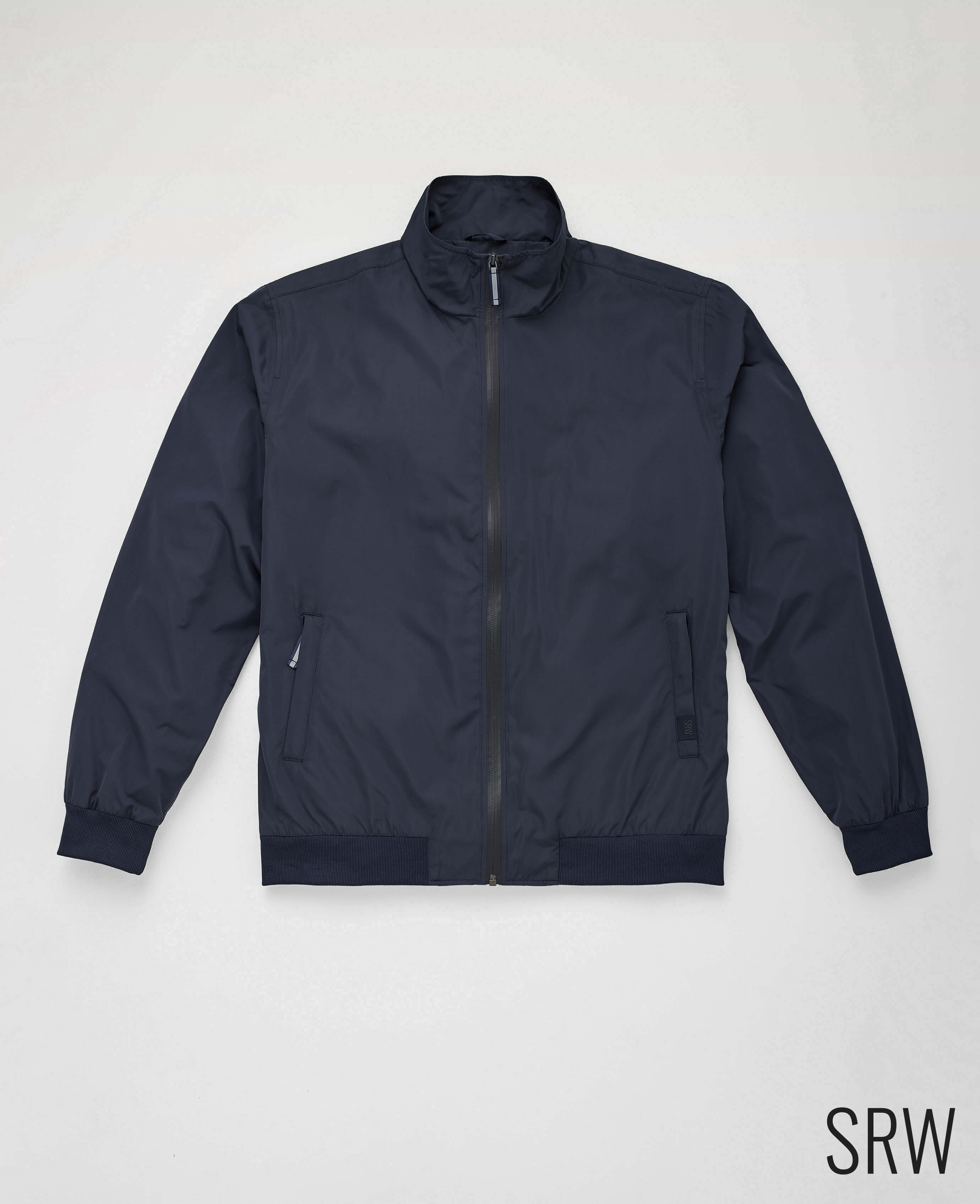 Men s Navy Waterproof Harrington Jacket With Reflective Zip Savile Row Company