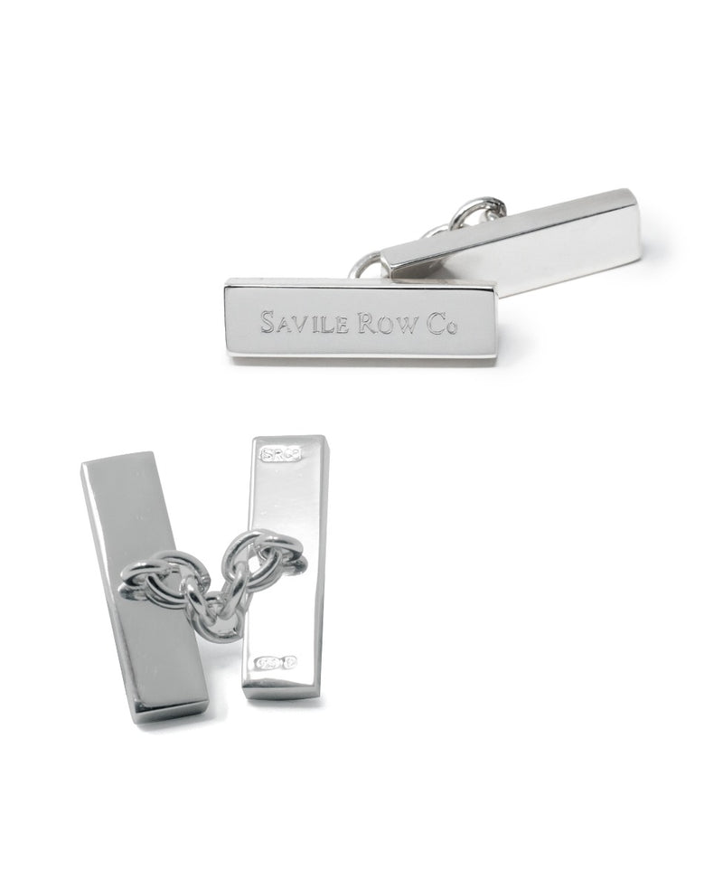 Men's Silver Rectangular Chain Cufflinks