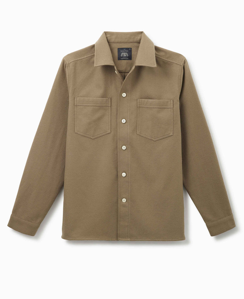 Tan Brushed Cotton Overshirt   - On Mannequin - 1404TAN