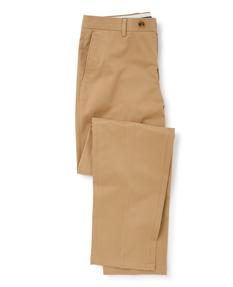 Tan Flat Front Stretch Cotton Slim Fit Chinos Folded Shot