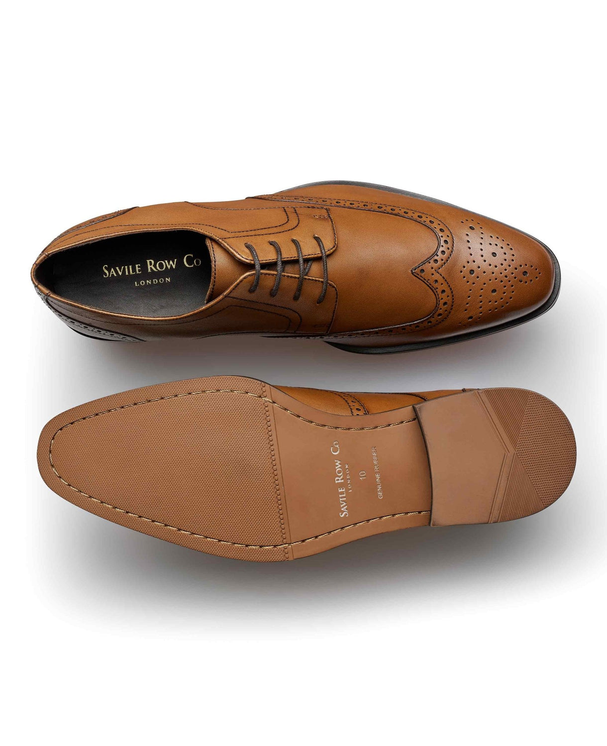Tan Leather Brogue Derby Shoes overhead shot