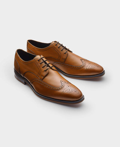 Tan Leather Brogue Derby Shoes side shot