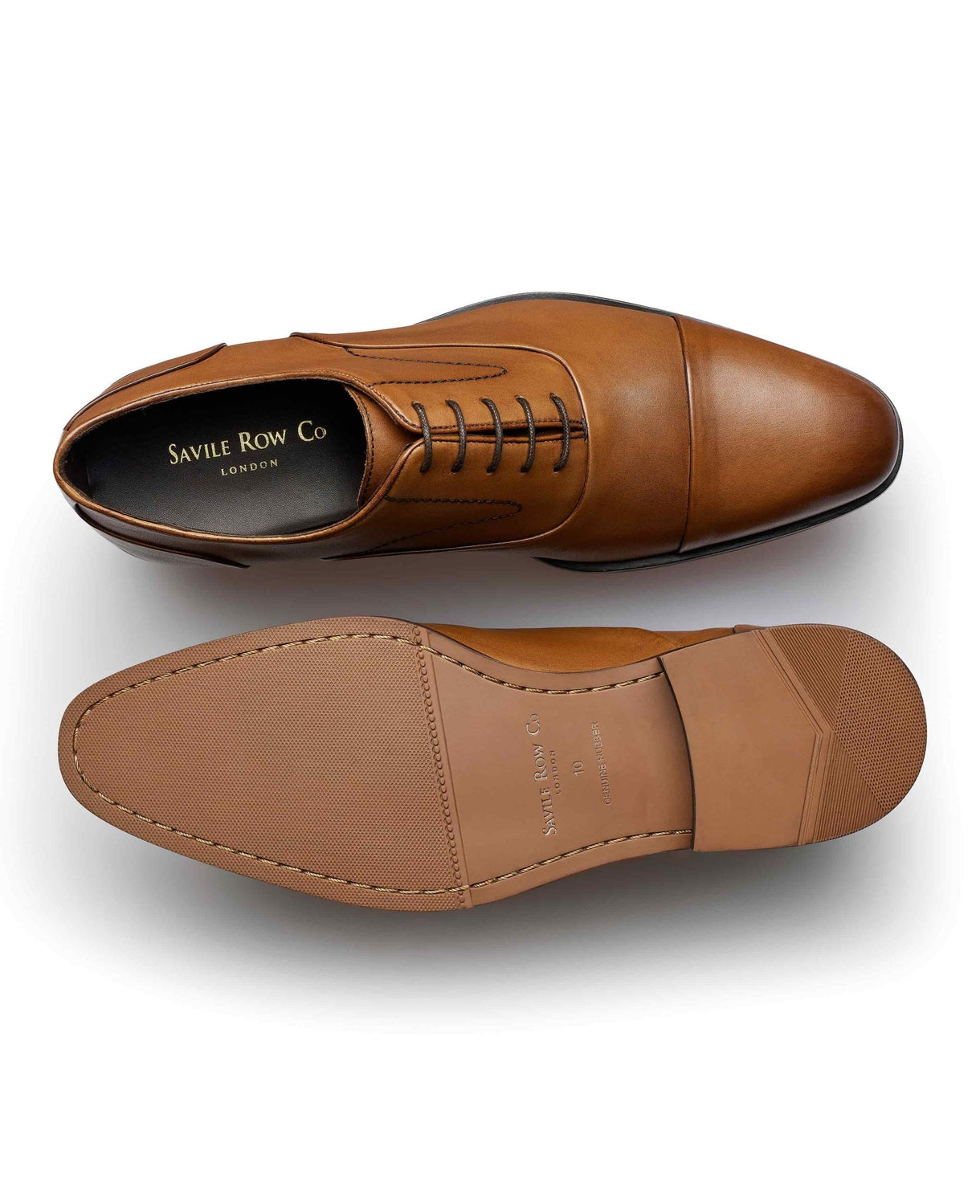 Tan Leather Capped Oxford Shoes overhead shot