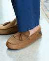 Tan Microsuede Moccasin Slippers