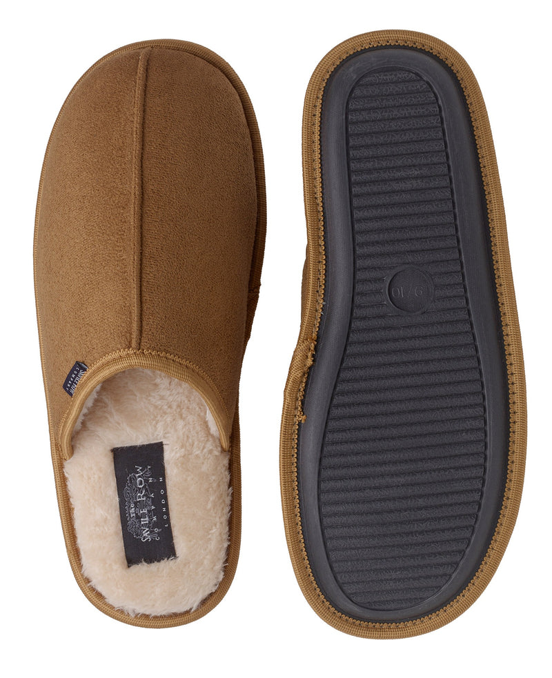 Men's Tan Microsuede Mule Slippers