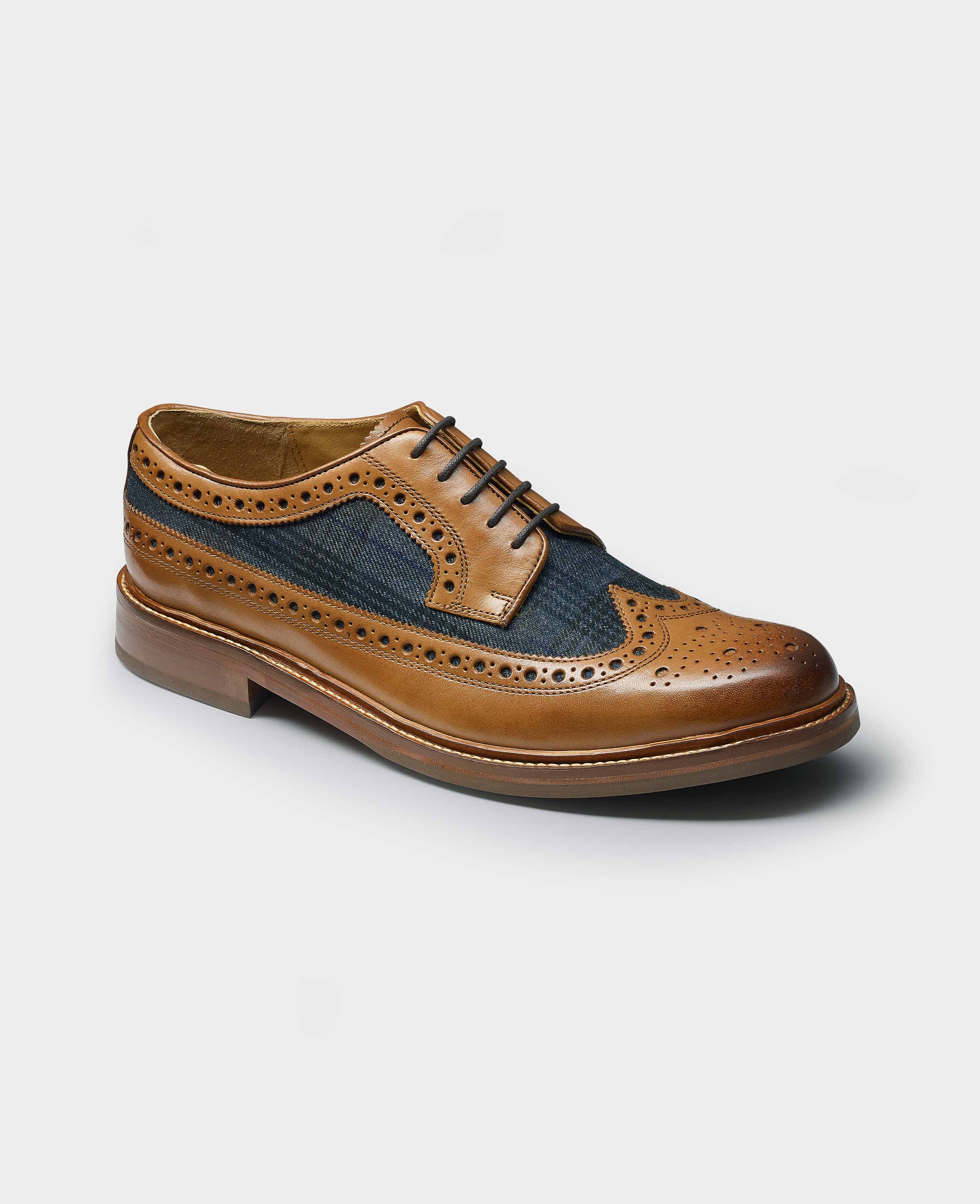 Men s Tan Navy Leather Brogues Savile Row Company