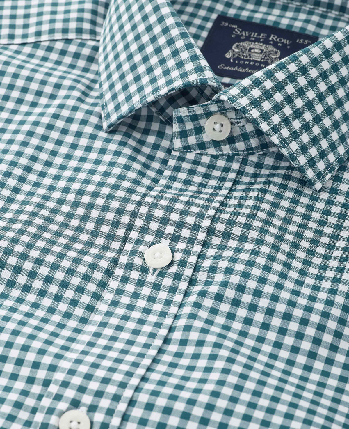 Teal Gingham Cotton Poplin Classic Fit Formal Shirt - Single Cuff